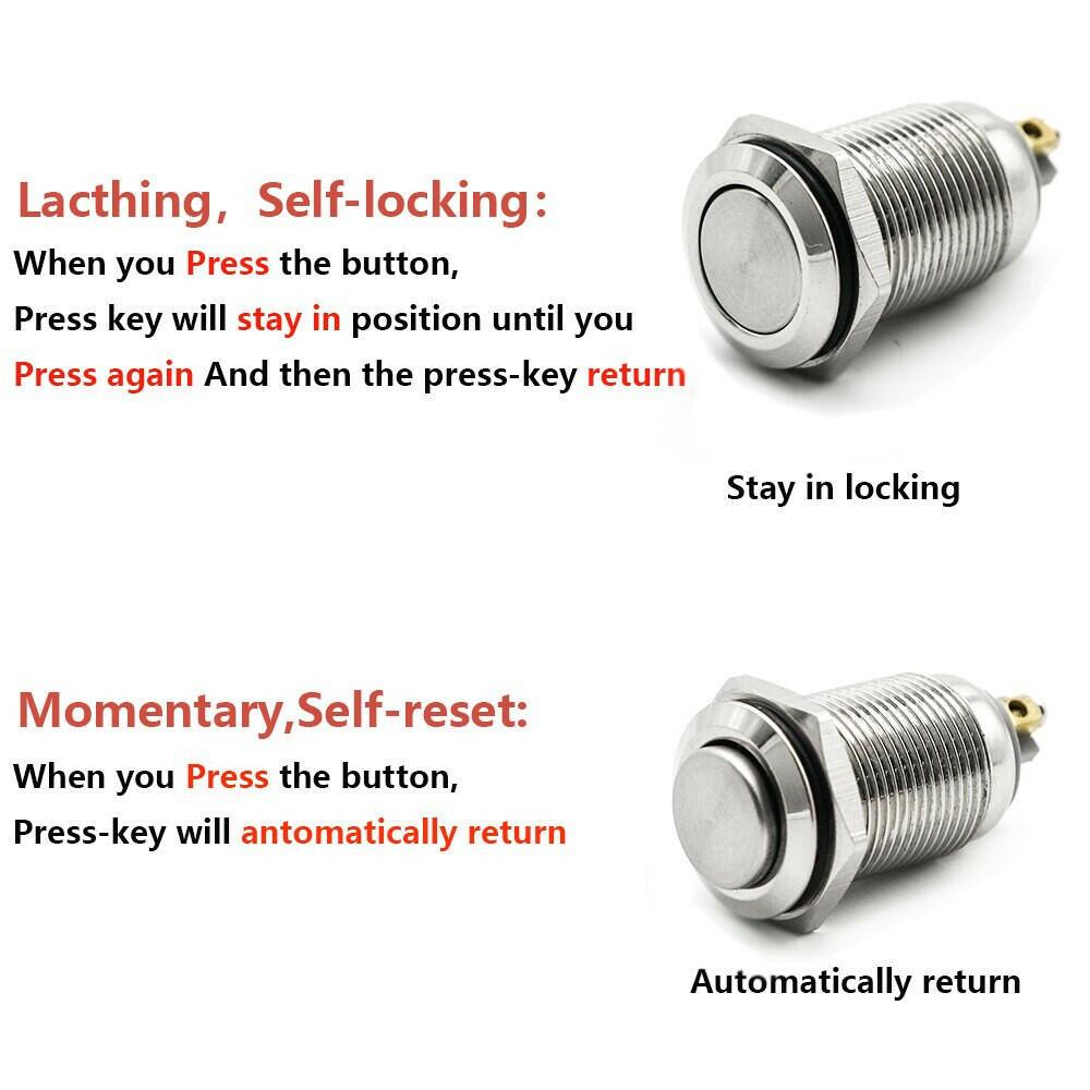 16mm Metal Push Button Switch Self Reset Power Switch 5V 12V 24V.