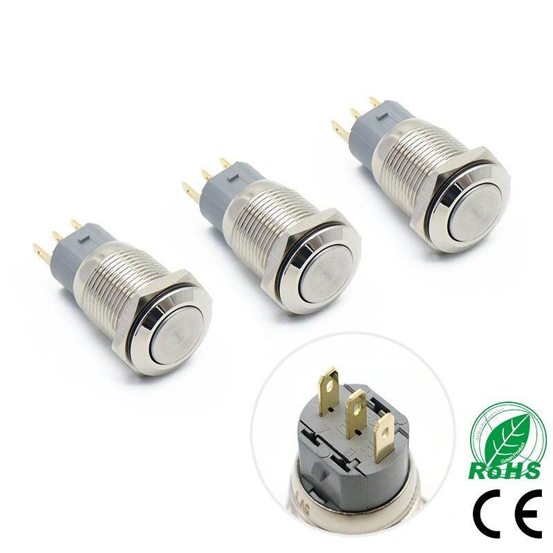 16mm Metal Push Button Switch Waterproof Car Engine Start PC Power Switch.