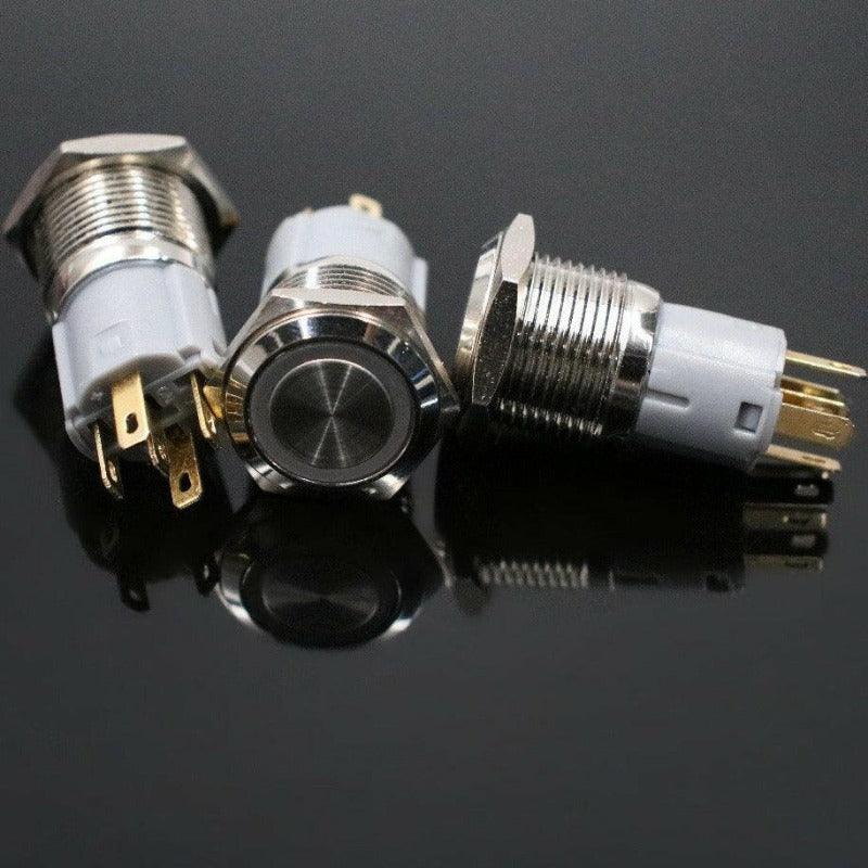 16mm Metal Push Button Switch Waterproof LED Light Momentary Self-reset.