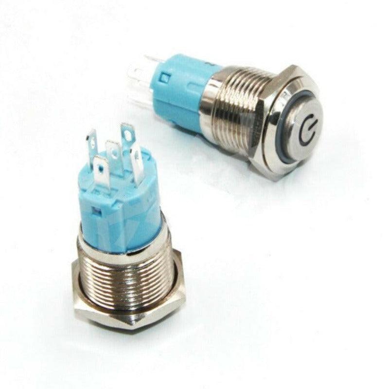 16mm Waterproof Latching Stainless Steel Metal Push Button Switch.