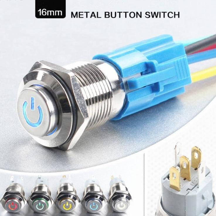 16mm Waterproof Momentary Stainless Steel Push Button Switch LED.