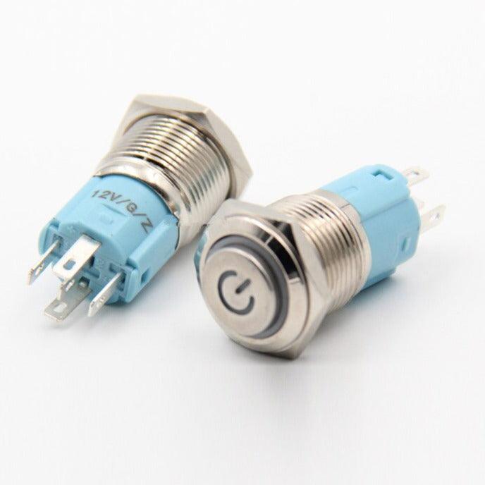 16mm Waterproof Momentary Stainless Steel Push Button Switch LED.