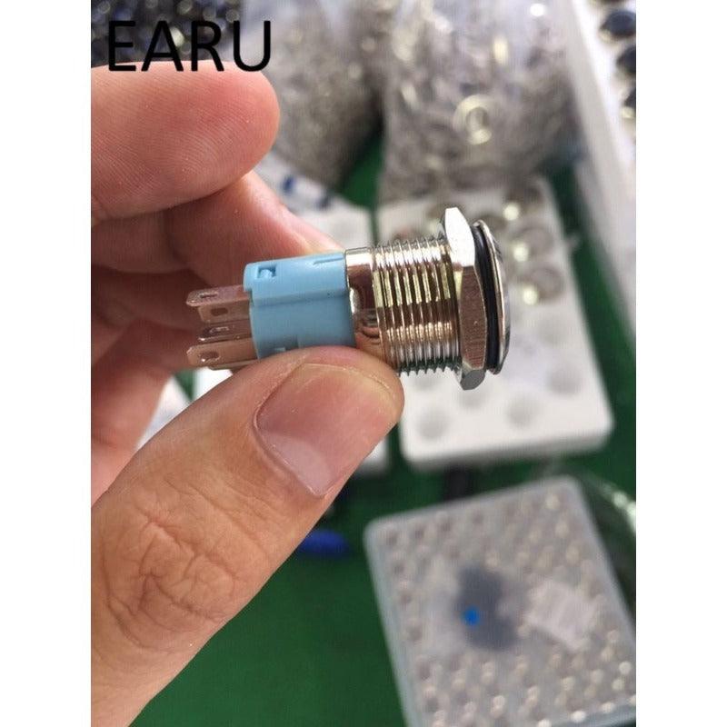 16mm Waterproof Stainless Steel Metal LED Momentary Push Button Switch Car Auto Racing Sport Mode Shift Switch Illuminated Power.