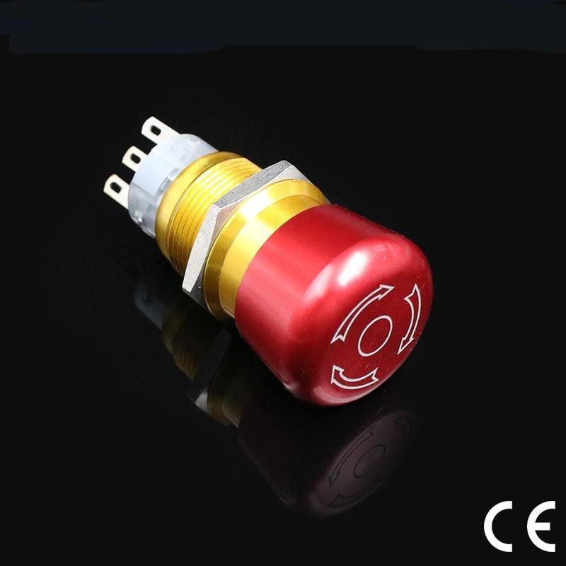 19mm Elevator Lift Stainless Steel Metal Latching Emergency STOP Push Button Switch.