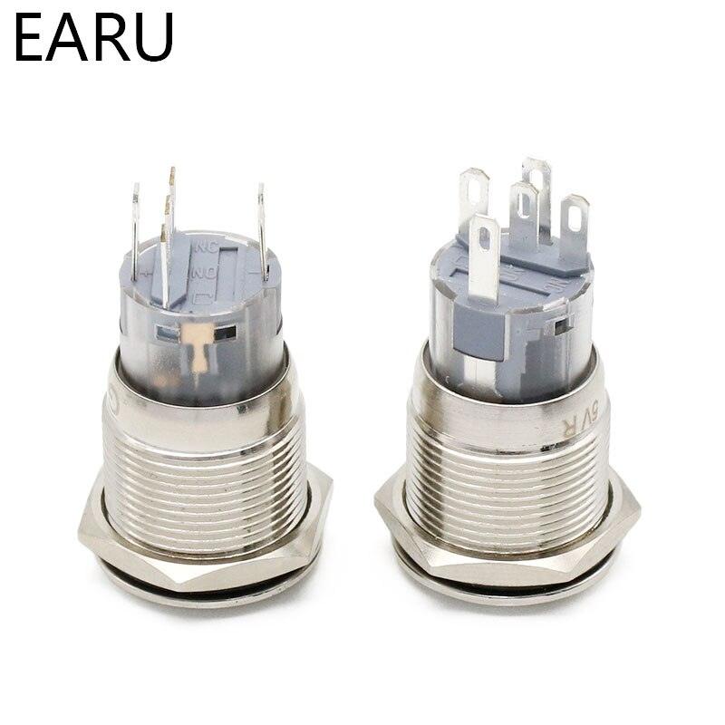 19mm Metal Latching Locking Horn Push Button Switch LED Light.