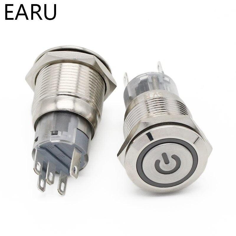 19mm Metal Latching Locking Horn Push Button Switch LED Light.