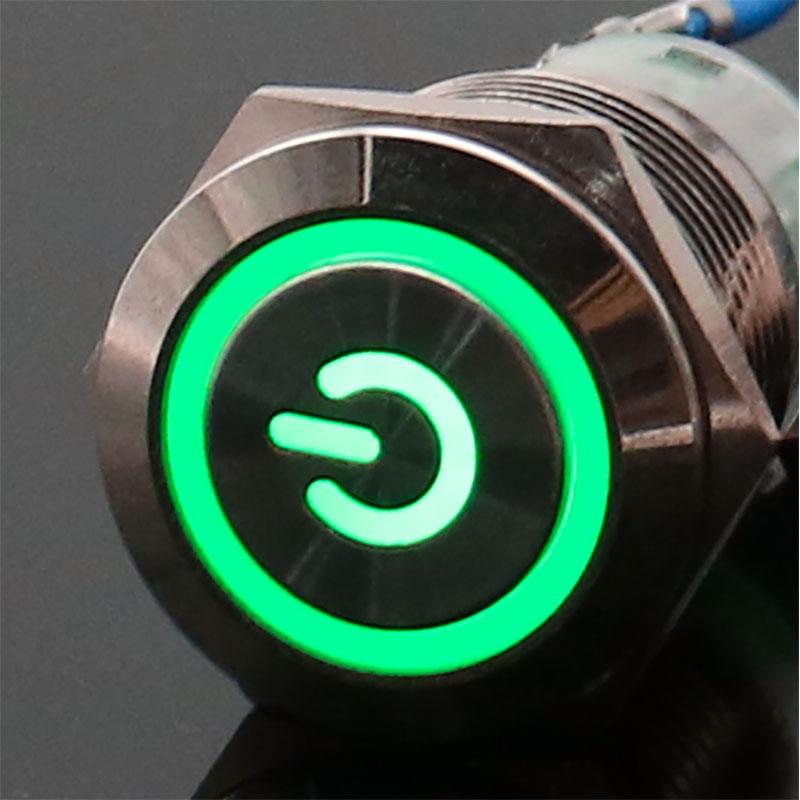 19mm Metal Latching Locking Horn Push Button Switch LED Light.