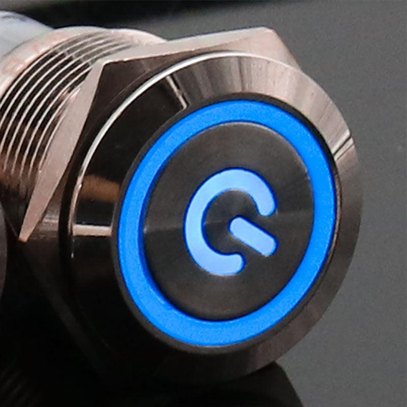 19mm Metal Latching Locking Horn Push Button Switch LED Light.