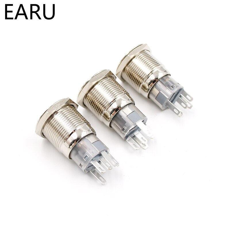 19mm Metal Push Button Switch Car Auto LED Hazzard Warning Flasher.