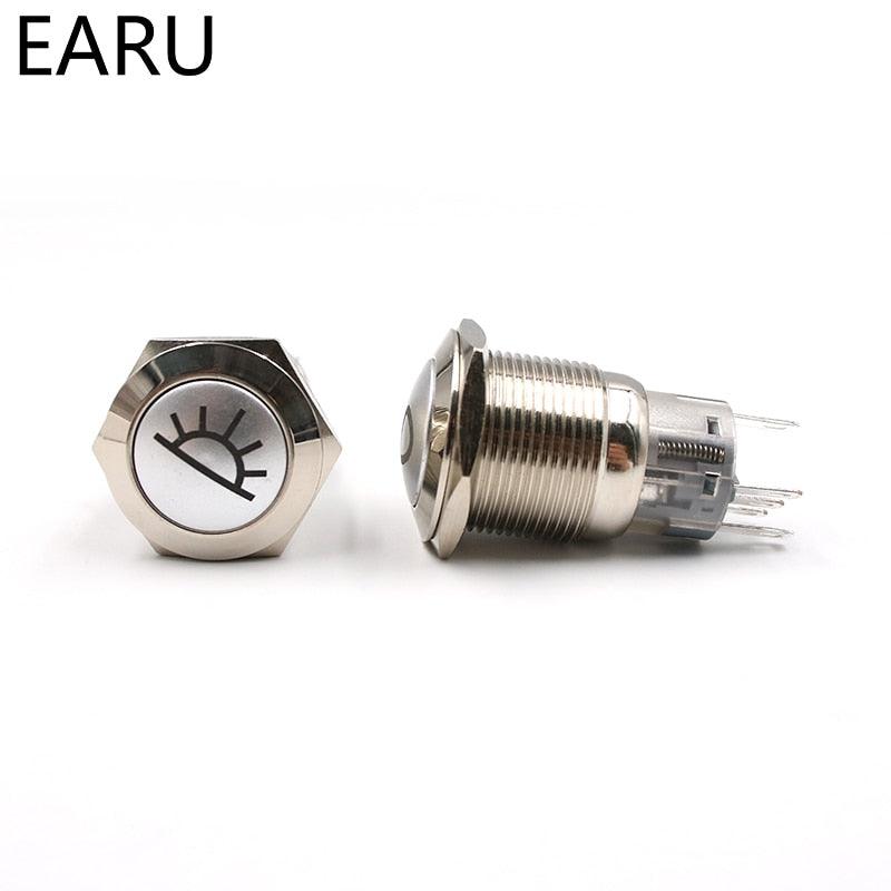 19mm Metal Push Button Switch Car Auto LED Hazzard Warning Flasher.