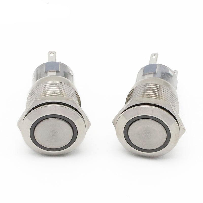 19mm Metal Push Button Switch Waterproof Latching Self-lock Fixation.