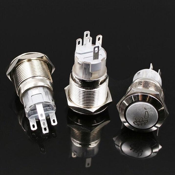 19mm Metal Push Button Switch Waterproof LED Latching Locking Momentary.