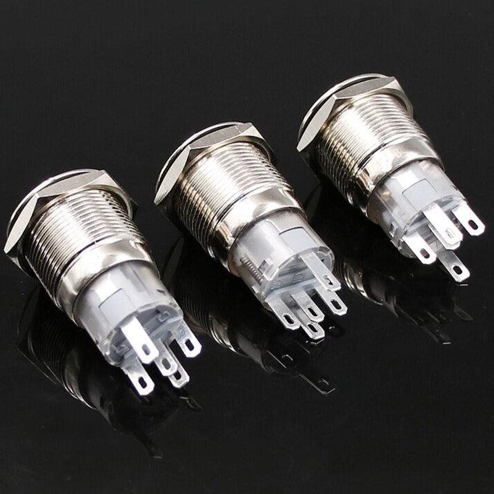 19mm Metal Push Button Switch Waterproof LED Latching Locking Momentary.