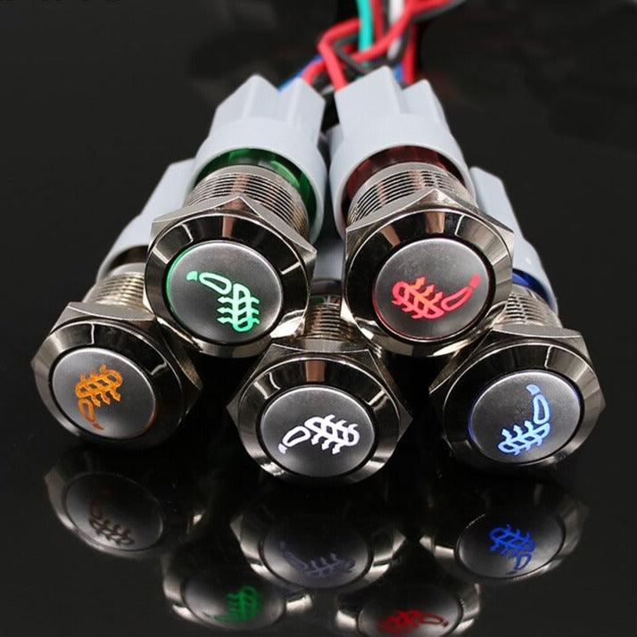 19mm Metal Push Button Switch Waterproof LED Latching Locking Momentary.