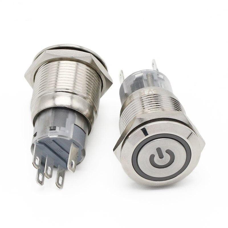 19mm Metal Stainless Steel Momentary Push Button Switch LED Lamp.