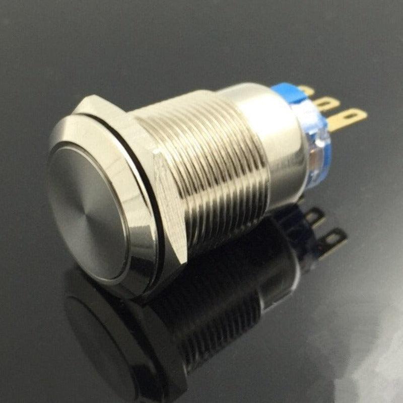 19mm Momentary Doorbell Bell Horn Push Button Switch Stainless Steel.