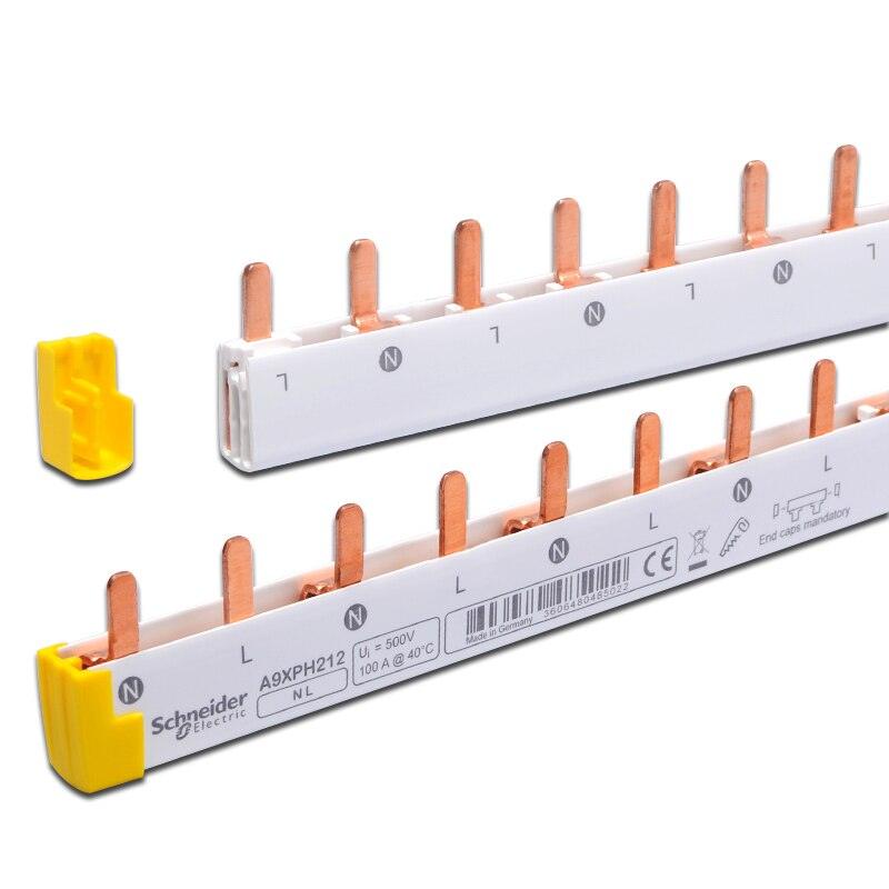 1L+N 2P busbar 12-bit can be connected to 6 2P circuit breakers, connected to copper busbar, wiring bar A9XPH212 comb bus bar.