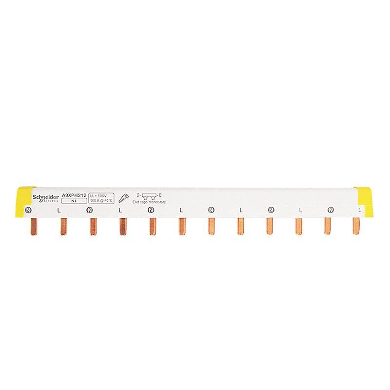 1L+N 2P busbar 12-bit can be connected to 6 2P circuit breakers, connected to copper busbar, wiring bar A9XPH212 comb bus bar.