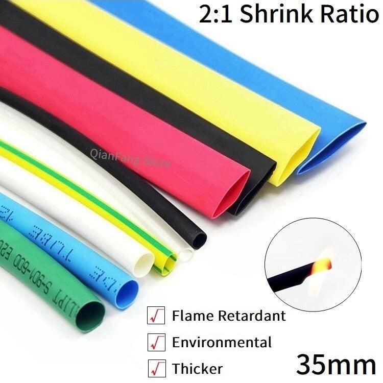 1M Heat Shrink Tube 35mm Diameter Insulated Polyolefin 2:1 Shrinkage Ratio Wire Wrap Connector Line Repair 600V Cable Sleeve.