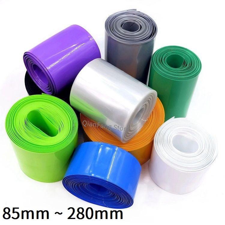 1M PVC Heat Shrink Tube 85mm ~ 280mm Width Blue Black Multicolor Sheath Pack Cable Sleeve for 18650 Lithium Battery Film Wrap.