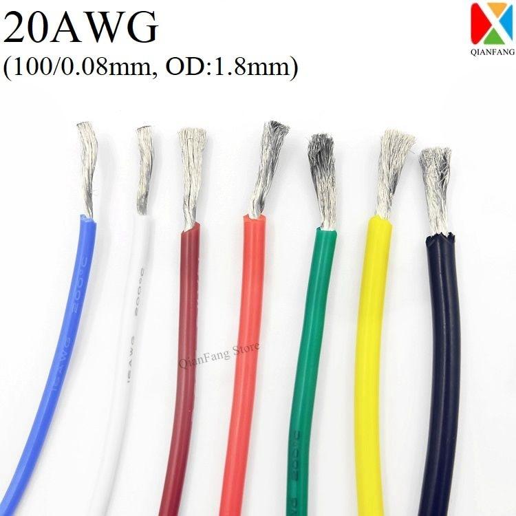 1M Wire Cable 20AWG Super Soft Silicone Insulated High Temperature Flexible Heat-Resistant Lighting Line Electronic Copper Wire.