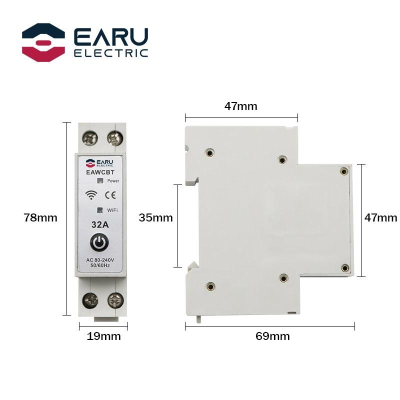 1P 1P+N WiFi Smart Circuit Breaker Time Relay Switch Remote Control by Tuya Smart /eWeLink App for Alexa Google Home Assistant.