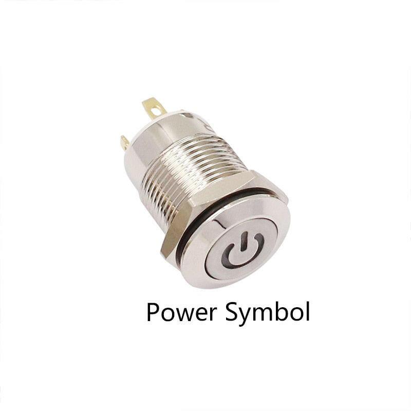 1PC 12MM Momentary LED Metal Button Switch Automatic Reset.