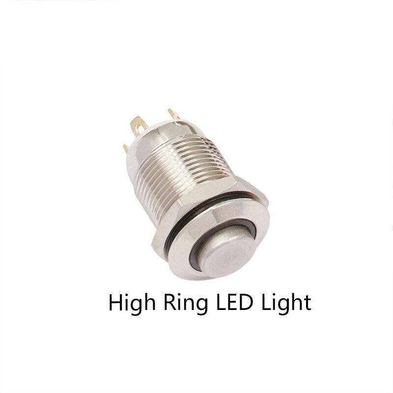 1PC 12MM Momentary LED Metal Button Switch Automatic Reset.