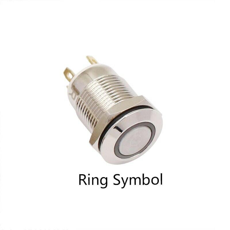 1PC 12MM Momentary LED Metal Button Switch Automatic Reset.