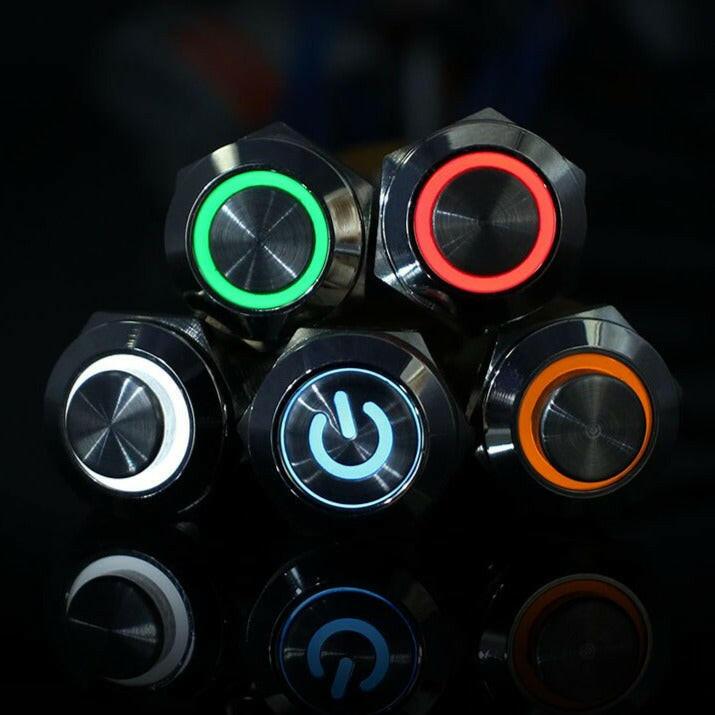 1PC 12MM Momentary LED Metal Button Switch Automatic Reset.