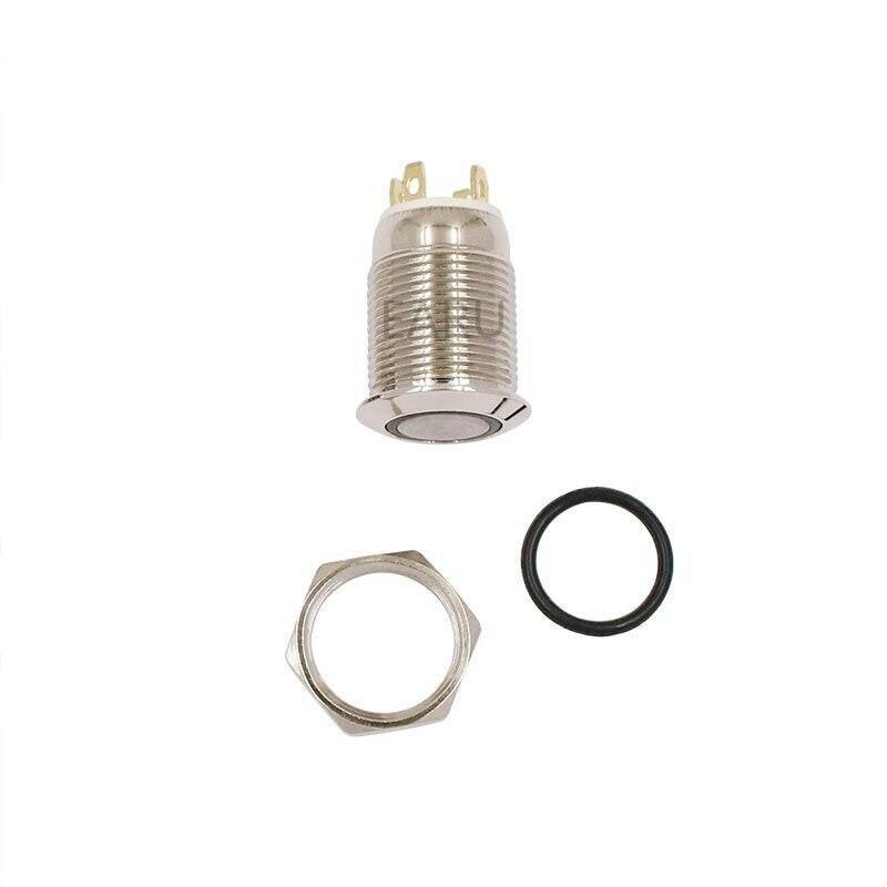 1PC 12MM Momentary LED Metal Button Switch Automatic Reset.