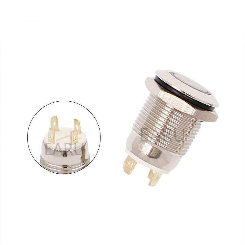 1PC 12MM Momentary LED Metal Button Switch Automatic Reset.