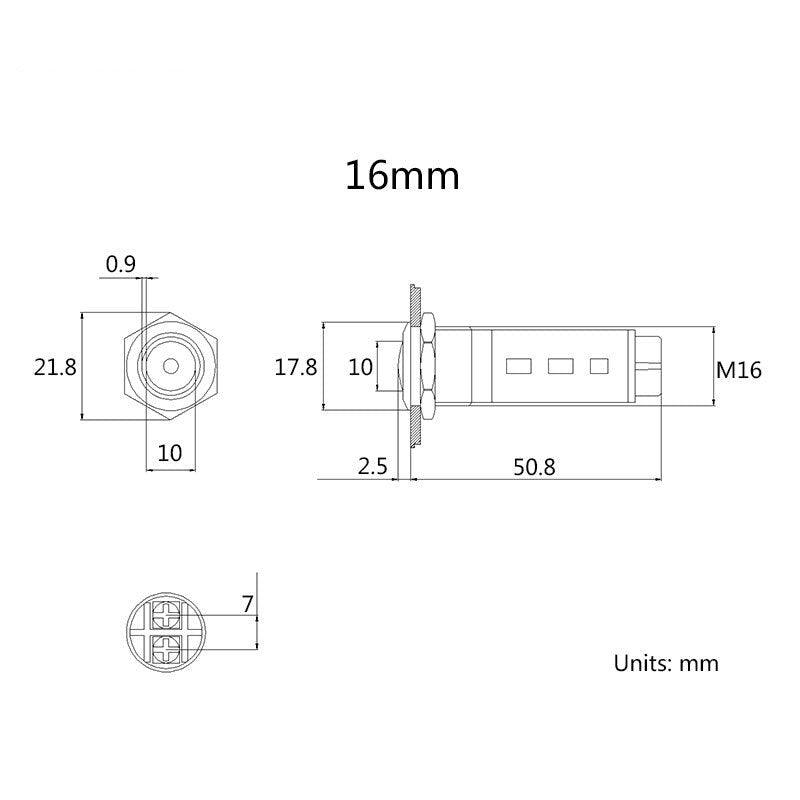 1pc 16mm 19mm 22mm Metal Buzzer Indicator with Red LED Lamp.