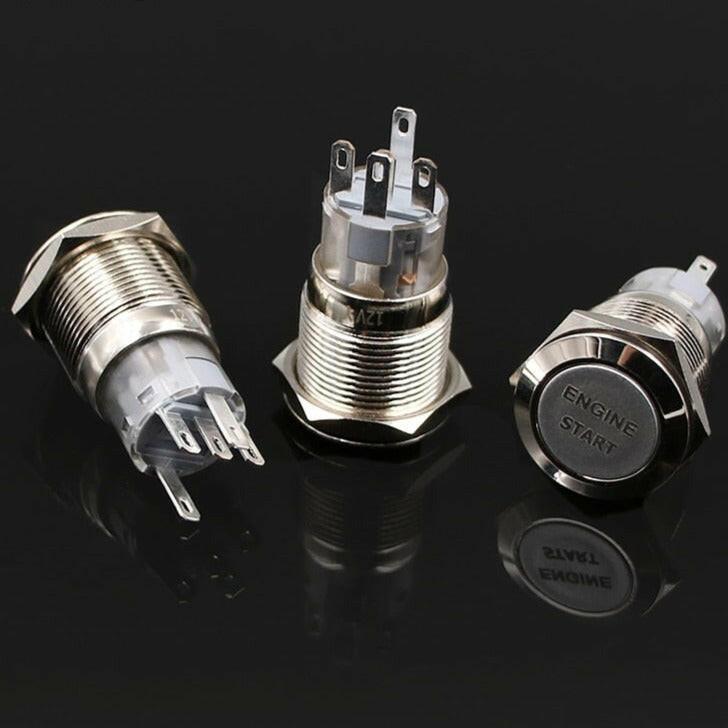 1pc 16mm Metal LED Light Momentary Power Push Button Switch.