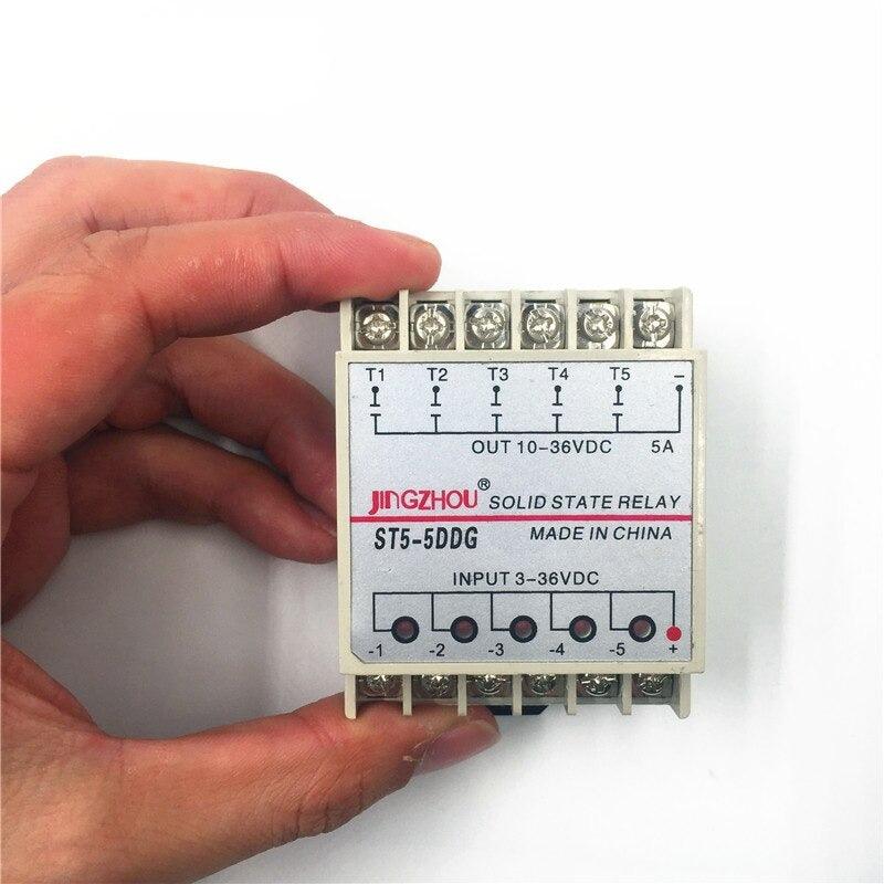 1pc 5DDG 5 Channel Din rail SSR Quintuplicate Five Input 3~32VDC Output 5~36VDC Single Phase DC Solid State Relay PLC Module.