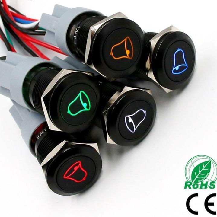 1pc Black 19mm Momentary Doorbell Bell Horn Speaker Push Button Switch.