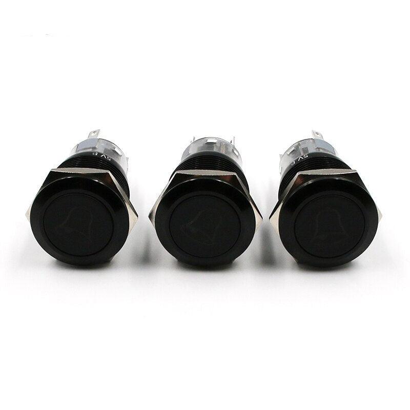 1pc Black 19mm Momentary Doorbell Bell Horn Speaker Push Button Switch.