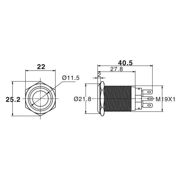 1pc Black 19mm Momentary Doorbell Bell Horn Speaker Push Button Switch.