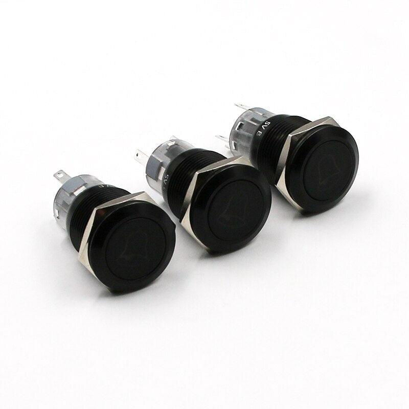 1pc Black 19mm Momentary Doorbell Bell Horn Speaker Push Button Switch.