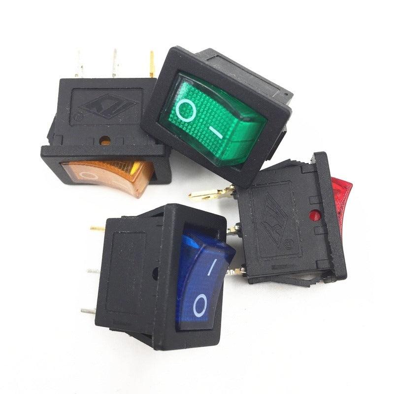 1pc DIY Locking KCD1 Red Blue Yellow Green Button On-Off 3Pin DPST Boat Car Rocker Switch 6A/10A 250V/125VAC Push Button Switch.