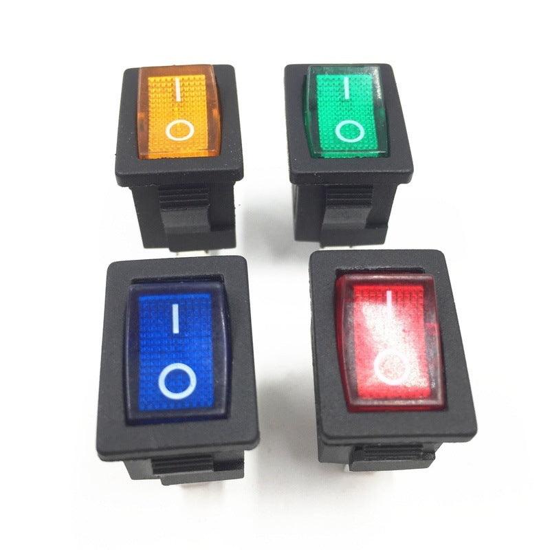 1pc DIY Locking KCD1 Red Blue Yellow Green Button On-Off 3Pin DPST Boat Car Rocker Switch 6A/10A 250V/125VAC Push Button Switch.