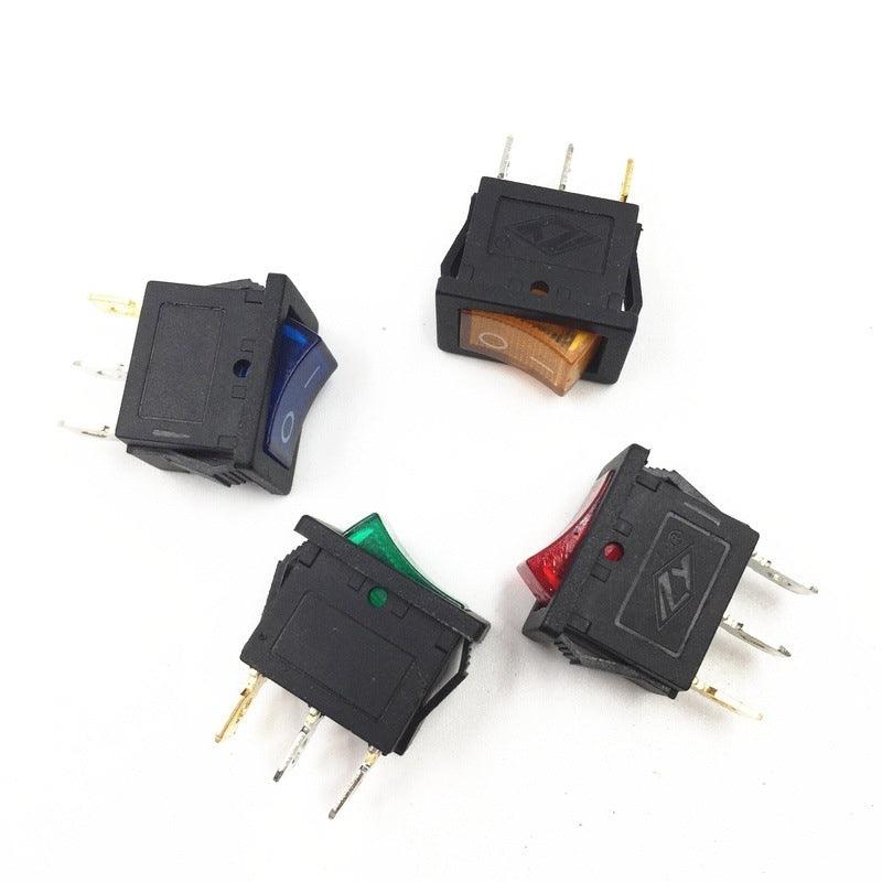 1pc DIY Locking KCD1 Red Blue Yellow Green Button On-Off 3Pin DPST Boat Car Rocker Switch 6A/10A 250V/125VAC Push Button Switch.