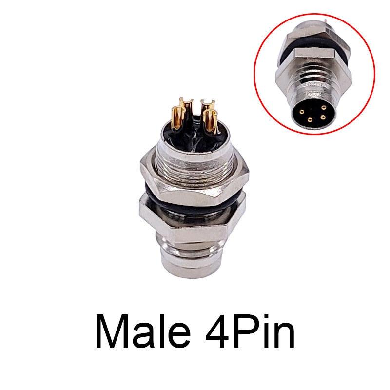 1Pc M8 panel back mount Sensor Connector Flange Socket threaded coupling Male&Female A Type 3 4Pin.