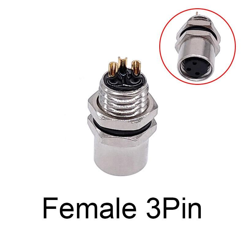 1Pc M8 panel back mount Sensor Connector Flange Socket threaded coupling Male&Female A Type 3 4Pin.