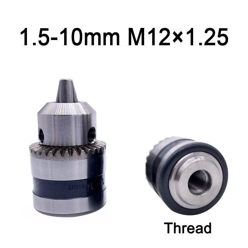 1pcs 1.5-10mm B12 3/8 Thread Drill Chuck Conversion Drill Chuck 1/2 M12x1.25  Wrench Into Electric Drill Keyless 3 Jaw Chuck.