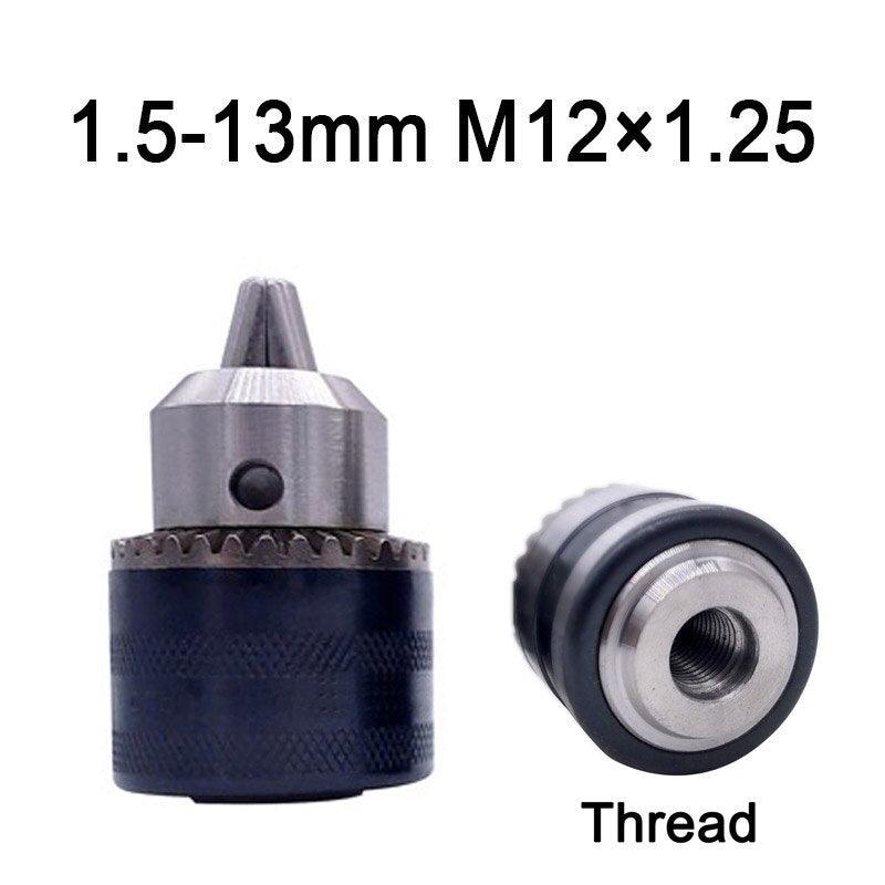 1pcs 1.5-13mm B16 3/8  Thread Drill Chuck Conversion Drill Chuck 1/2 M12x1.25 Wrench Into Electric Drill Keyless 3 Jaw Chuck.