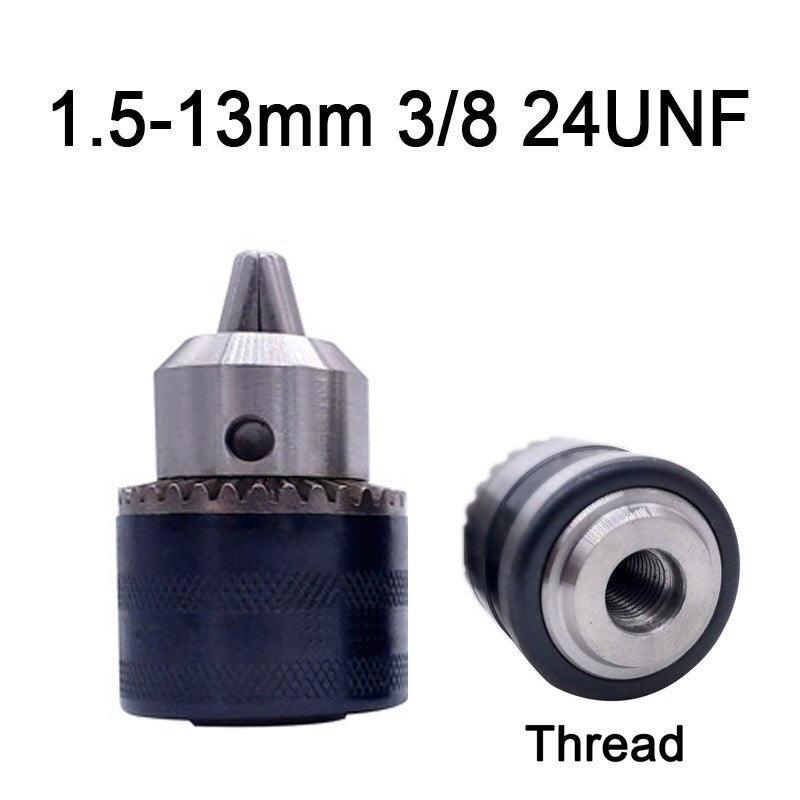 1pcs 1.5-13mm B16 3/8  Thread Drill Chuck Conversion Drill Chuck 1/2 M12x1.25 Wrench Into Electric Drill Keyless 3 Jaw Chuck.