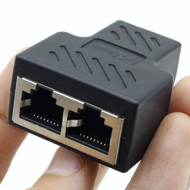 1pcs 1 To 2 Ways RJ45 LAN Ethernet Network Cable Female Splitter Connector Adapter.