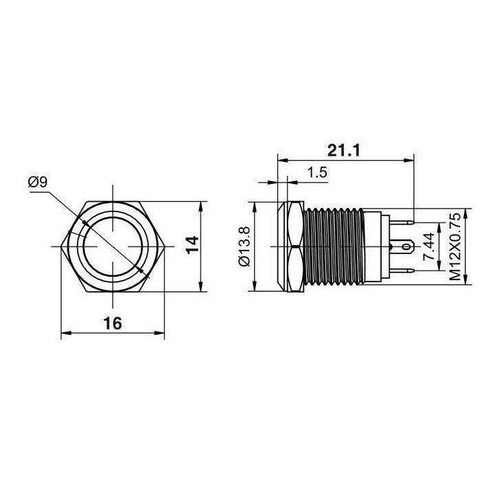 1PCS 12MM with LED 3V 5V 12V 24V 220V Metal Button Switch Momentary.