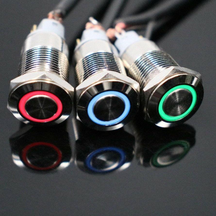 1PCS 12MM with LED 3V 5V 12V 24V 220V Metal Button Switch Momentary.